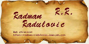Radman Radulović vizit kartica